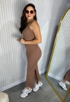 Vestido Canelado Midi Longo – Mocha Mousse - comprar online