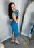 Vestido Canelado Midi Longo – Azul Safira na internet