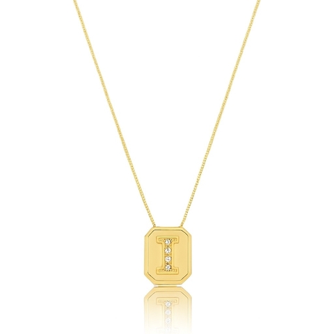 Colar Inicial Placa Letra I - comprar online