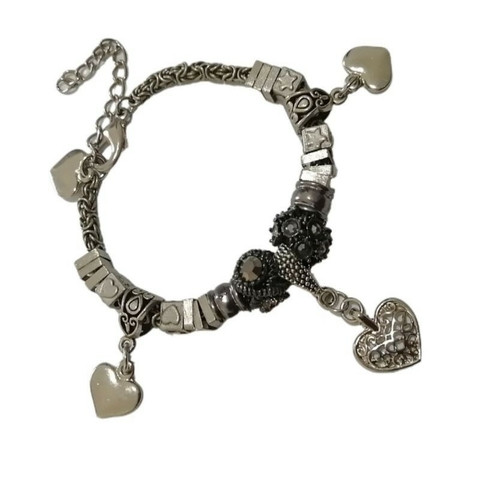 Pulseira Feminina Prateada Pingentes