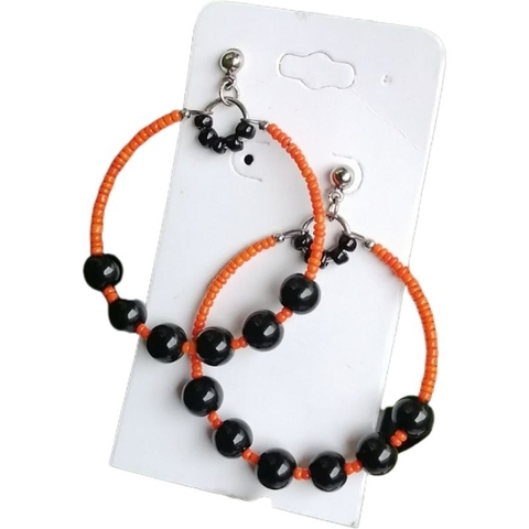 Você Pode Bijuterias Argola Feminina Miçangas Laranja Preta - comprar online