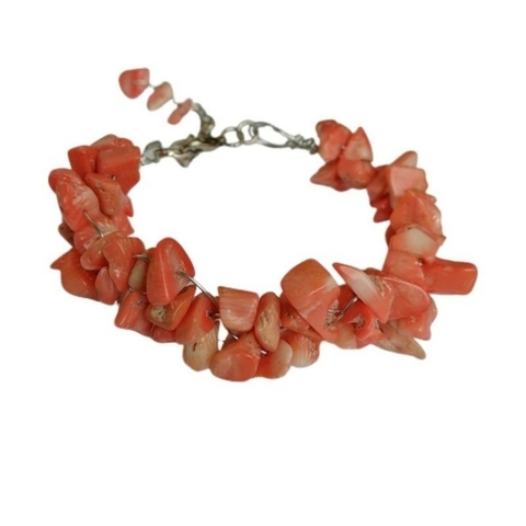 Pulseira Feminina de Pedras Naturais Coral