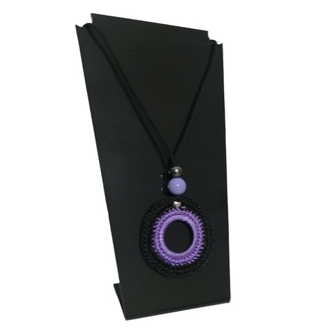 Colar Crochê Preto Lilás Feminino VOCÊ PODE Bijuterias