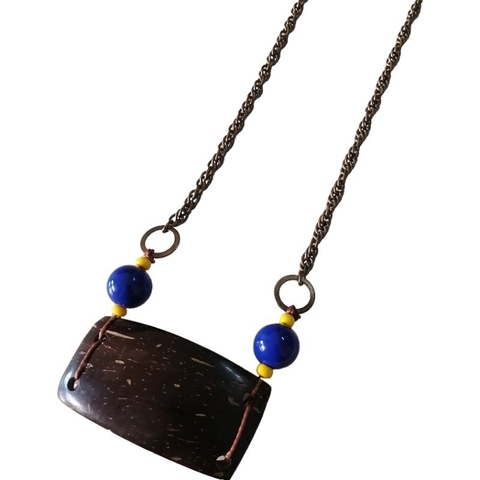 Colar Longo Feminino Corrente Madeira