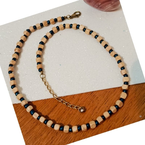 colares hippie madeira gargantilha madeira