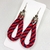 Brinco feminino de corda Vermelho Brinco grande hippie vermelho - VOCÊ PODE Bijuterias