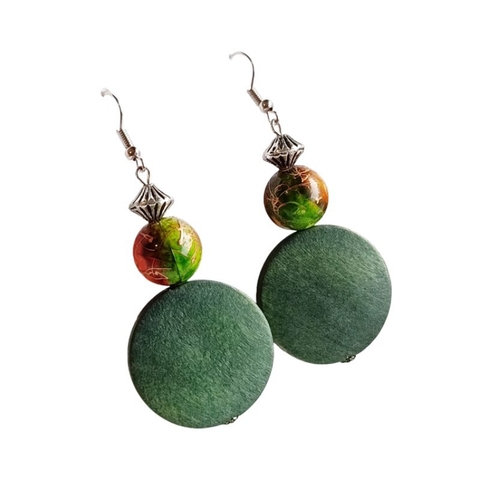 Brinco madeira disco brinco feminino madeira verde
