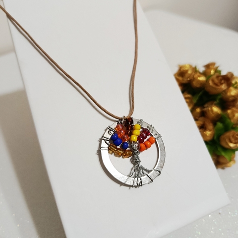 VOCÊ PODE Bijuterias Gargantilha Arvore da Vida Miçangas coloridas