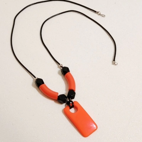 Colar Feminino Laranja Longo