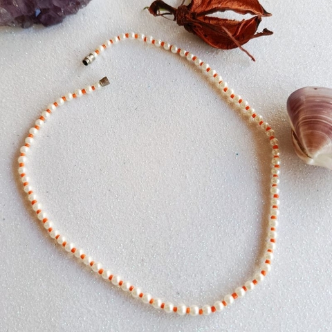 Choker gargantilha branca laranja unissex