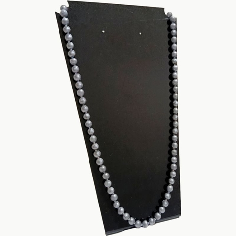 Colar feminino longo cinza miçangas