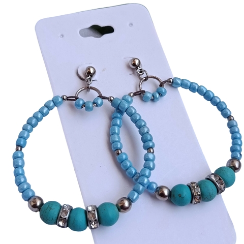 Você Pode Bijuterias Argola Feminina Strass Azul