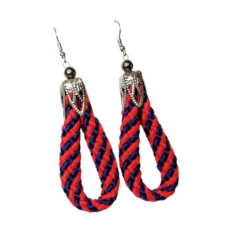 Brinco feminino de corda Vermelho Brinco grande hippie vermelho