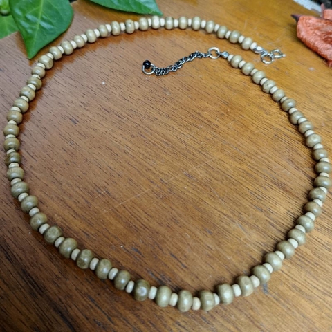 Colar unissex madeira gargantilha VOCÊ PODE Bijuterias