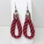 Brinco feminino de corda Vermelho Brinco grande hippie vermelho