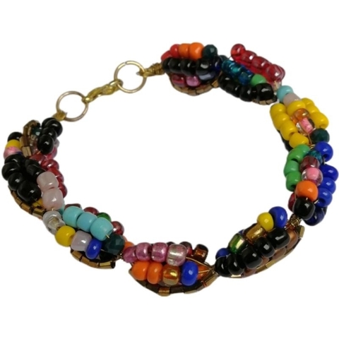 Você pode pulseira contas douradas artesanal