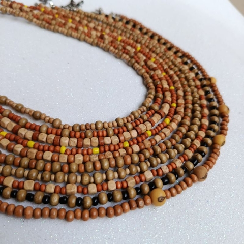 VOCÊ PODE Bijuterias gargantilha unissex madeira hippie