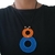Colar feminino crochê azul laranja VOCÊ PODE Bijuterias - loja online