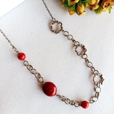 Corrente vermelha feminina corrente longa sem fecho