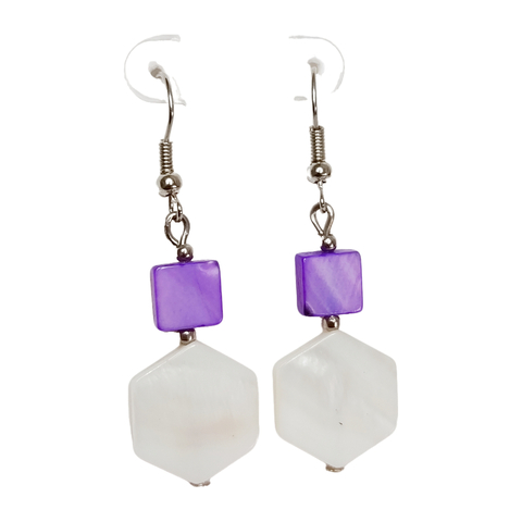 Brinco Feminino Branco Lilás Brinco delicado Branco