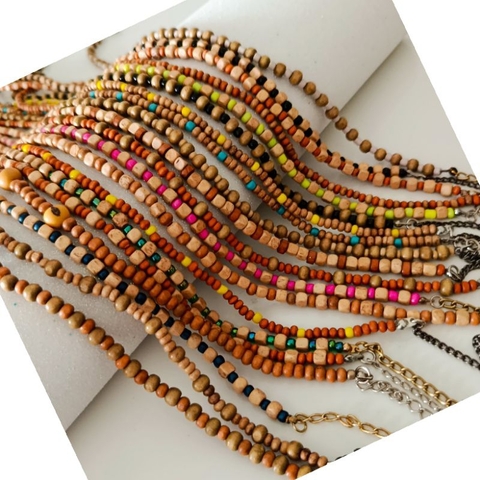 Gargantilha de Madeira Masculino Feminino