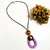 Colar feminino longo pingente corda lilás - loja online