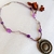VOCÊ PODE Bijuterias Colar Feminino Grande Macramé Lilás Mandala - loja online