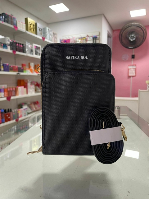 BOLSA PORTA CELULAR 3 ZÍPERES CHLOE PRETA - comprar online