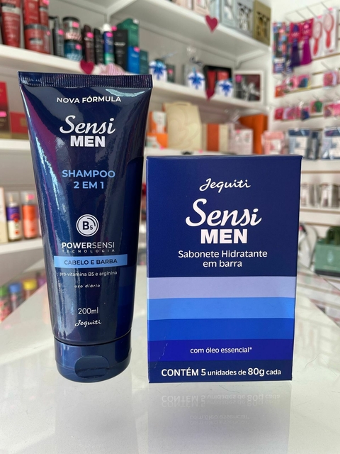 Kit Banho Sensi Men Jequiti - Shampoo 2 em 1 + Sabonete