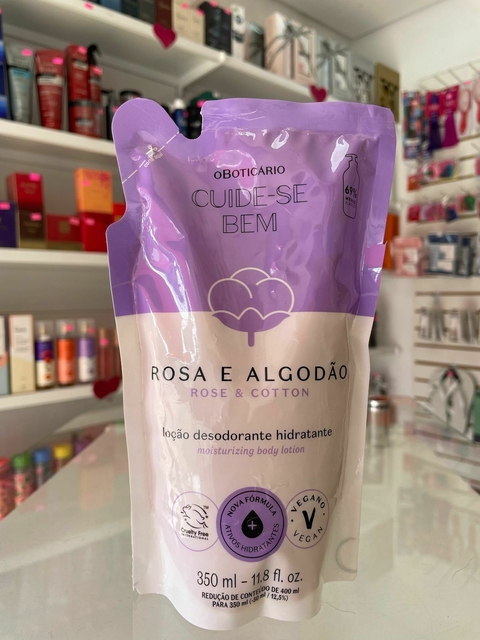 Refil Loção Desodorante Hidratante Cuide-se Bem Rosa e Algodão 350ml - comprar online