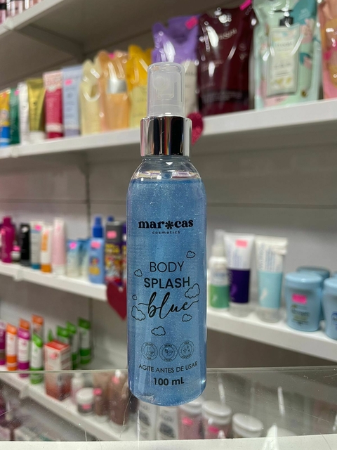 Body Splash com partículas de brilho Marocas Cosmetics 100ml BLUE