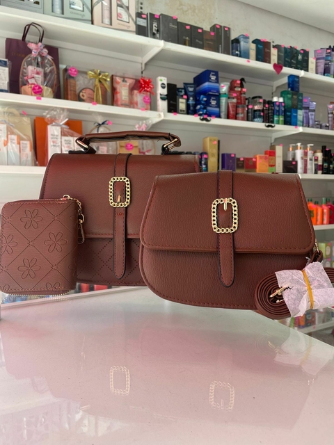 KIT 2 BOLSAS + CARTEIRA JULIA MARROM - comprar online
