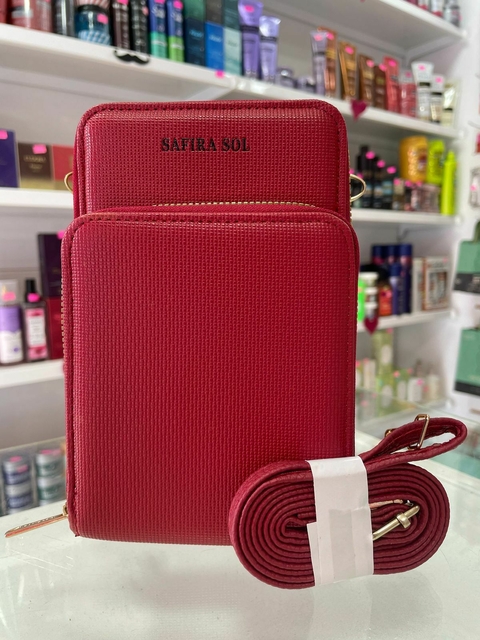 BOLSA PORTA CELULAR 3 ZÍPERES CHLOE VERMELHA - comprar online