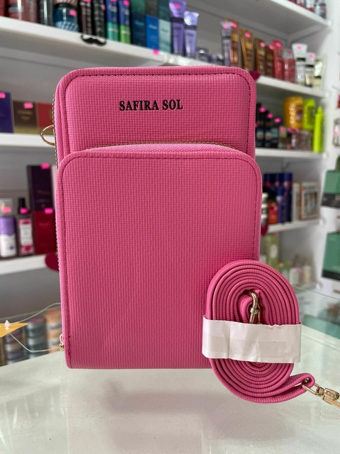 BOLSA PORTA CELULAR 3 ZÍPERES CHLOE ROSA - comprar online