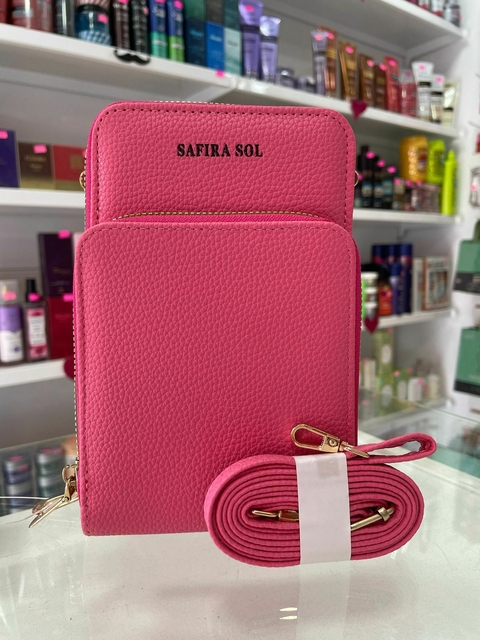 BOLSA PORTA CELULAR 2 ZÍPERES ANA PINK - comprar online