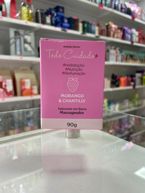 Sabonete Massageador Em Barra Cremoso Morango e Chantilly 90g - Abelha Rainha