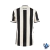 Camisa feminina do Botafogo para o campeonato 24/25, com listras pretas e brancas e escudo do time.