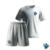 Kit infantil composto por camiseta e short, com detalhes em azul e estampa de futebol.