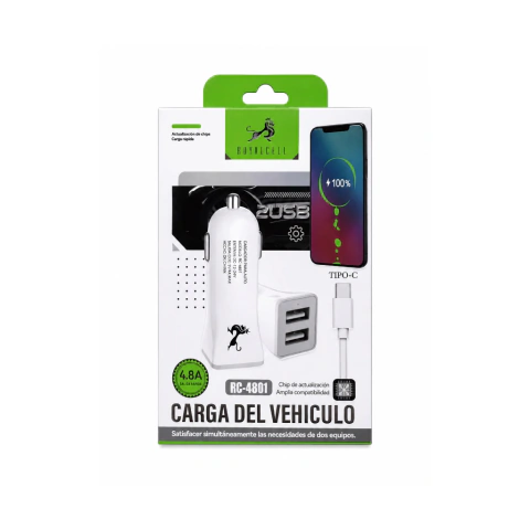 Cargador De Auto Royalcell 4.8a USB Tipo C