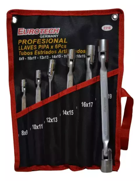 Juego De Llaves Pipa X 6 Piezas 8 A 19 Eurotech