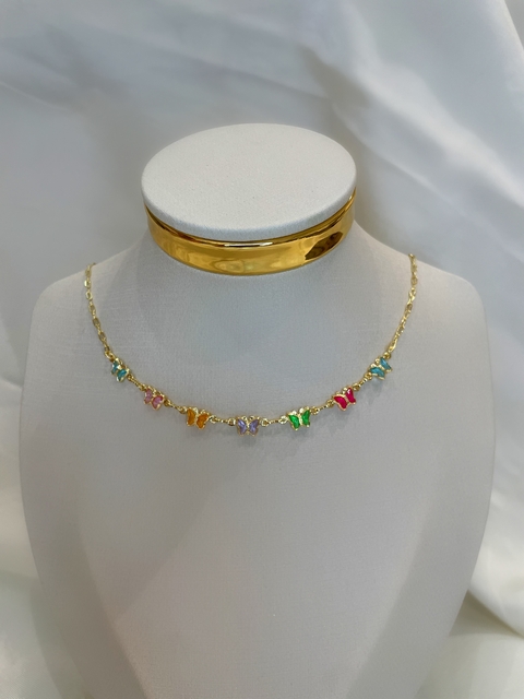 Colar Semijoia Borboleta Colorida