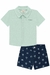 conjunto de camisa em cotton lavortto flame e bermuda em cotton jeans - comprar online