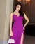 Vestido Festa Longo Decote Cruzado com Alcinha e Fenda Roxo