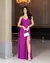 Vestido Festa Longo Decote Cruzado com Alcinha e Fenda Roxo - comprar online
