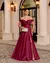 Vestido Festa Longo Ombro Duplo com Fenda e Decote em Camadas Fúcsia