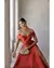 Vestido Festa Longo Ombro Duplo com Fenda e Decote em Camadas Terracota - comprar online