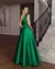 Vestido Festa Longo Ombro Único Com Dobras e Fenda Verde Esmeralda - comprar online