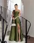 Vestido Festa Longo Ombro Único Com Dobras e Fenda Verde Oliva - comprar online