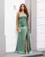 Vestido Festa Longo Sereia Drapeado com Faixa Solta Verde Oliva - comprar online