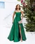 Vestido Festa Longo Tomara que Caia com Fenda e Faixa no Busto Verde Esmeralda - comprar online
